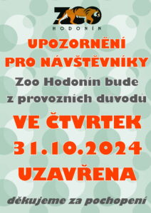 Zoo Hodonín bude 31.10. uzavřena